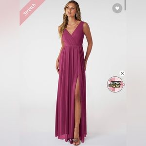 Azazie Sleeveless Maxi Dress in Berry Pink